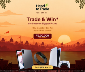 Pi42 Head to Trade contest banner — trade on Pi42 and win a PS5, Redmi Pad, Google Fitbit Air and more from a ₹2,00,000 prize pool, 13–24 October 2026